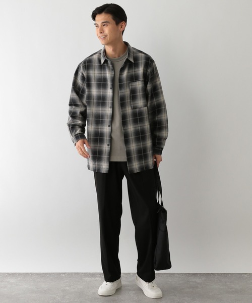 GLOBAL WORK Smile Seed Store（グローバルワーク スマイルシードストア）の「サーモモイストワッフルクルーTシャツ長袖/143073（Tシャツ/カットソー・メンズ・ブラック/グレイッシュベージュ/チャコール/オフホワイト/セージグリーン・MEDIUM/SMALL/X-LARGE/LARGE）」の22枚目の写真