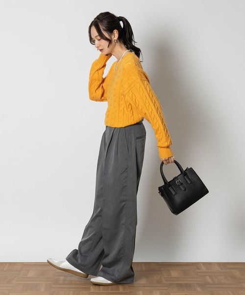 Right-on(ライトオン)の「ケーブルニット(ニット/セーター・レディース・イエロー/ネイビー・M/L/XL)」の12枚目の写真