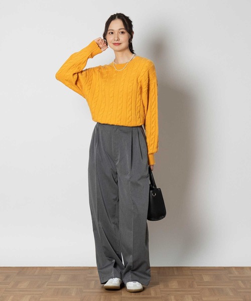 Right-on(ライトオン)の「ケーブルニット(ニット/セーター・レディース・イエロー/ネイビー・M/L/XL)」の14枚目の写真