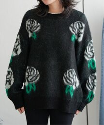 花柄ジャガードニット