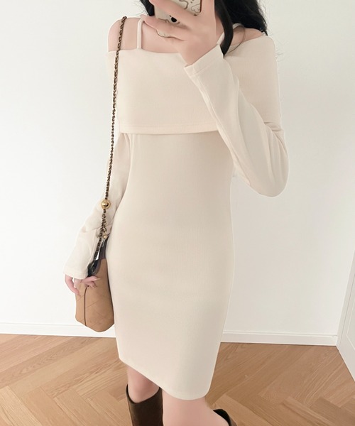 GEMEDA（ジェメダ）の「オフショルダースリムフィットワンピース（ワンピース・レディース・ブラック/グレー/アイボリー・M）」の20枚目の写真