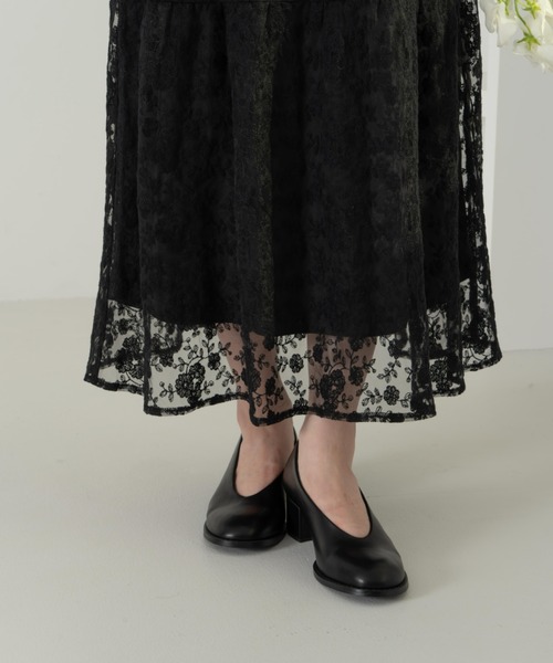 フラワー刺繍チュールレースワンピース（ワンピース）｜hinari（ヒナリ