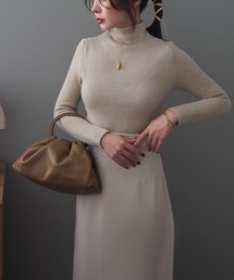 fleece lining highneck rib knit /裏起毛プチハイネックリブニット
