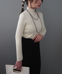 fleece lining highneck rib knit /裏起毛プチハイネックリブニット