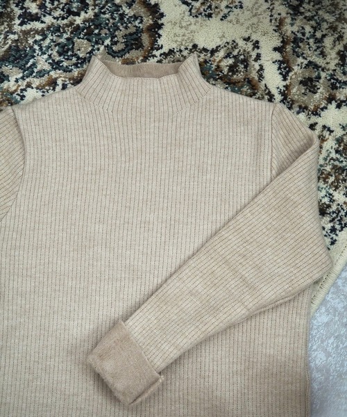 LAULEN(ローレン)の「fleece lining highneck rib knit /裏起毛プチハイネックリブニット(ニット/セーター・レディース・ブラック/アイボリー/ブラウン/ベージュ・FREE)」の9枚目の写真
