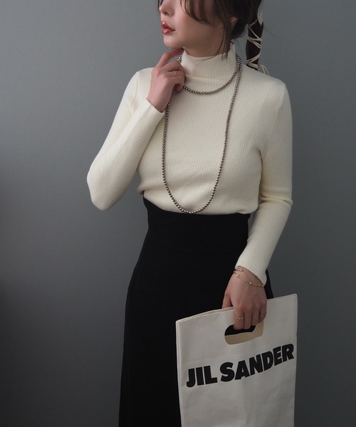 LAULEN(ローレン)の「fleece lining highneck rib knit /裏起毛プチハイネックリブニット(ニット/セーター・レディース・ブラック/アイボリー/ブラウン/ベージュ・FREE)」の15枚目の写真