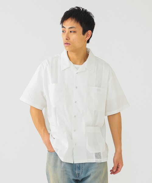 UNIVERSAL OVERALL（ユニバーサルオーバーオール）の「【別注】UNIVERSAL OVERALL / メッシュ キューバシャツ（シャツ/ブラウス・メンズ・ブラック/ホワイト・LARGE/MEDIUM/SMALL/X-LARGE）」の13枚目の写真