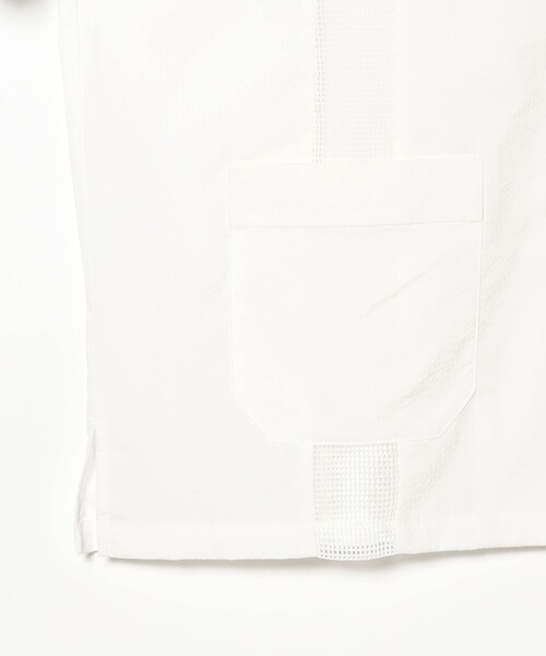 UNIVERSAL OVERALL（ユニバーサルオーバーオール）の「【別注】UNIVERSAL OVERALL / メッシュ キューバシャツ（シャツ/ブラウス・メンズ・ブラック/ホワイト・LARGE/MEDIUM/SMALL/X-LARGE）」の3枚目の写真