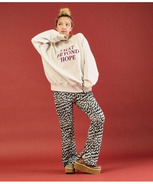 anap mimpi（アナップミンピ）の「裏起毛 ラグラン メッセージ刺繍 スウェット トレーナー（スウェット・レディース・グリーン/キナリ・FREE）」の7枚目の写真