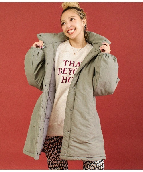 anap mimpi（アナップミンピ）の「裏起毛 ラグラン メッセージ刺繍 スウェット トレーナー（スウェット・レディース・グリーン/キナリ・FREE）」の8枚目の写真