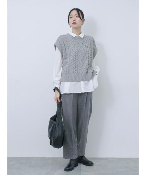 Samansa Mos2 blue(サマンサモスモスブルー)の「【帯電防止】マットモールニットベスト(ニット/セーター・レディース・オフホワイト/グレー/グリーン・F)」の15枚目の写真