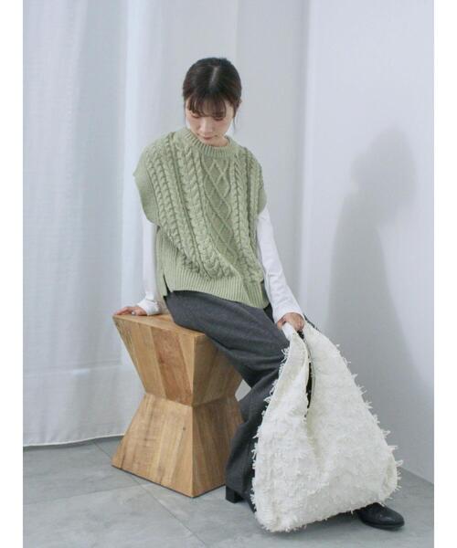 Samansa Mos2 blue(サマンサモスモスブルー)の「【帯電防止】マットモールニットベスト(ニット/セーター・レディース・オフホワイト/グレー/グリーン・F)」の20枚目の写真