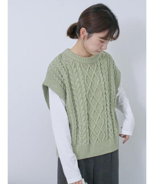 Samansa Mos2 blue(サマンサモスモスブルー)の「【帯電防止】マットモールニットベスト(ニット/セーター・レディース・オフホワイト/グレー/グリーン・F)」の22枚目の写真