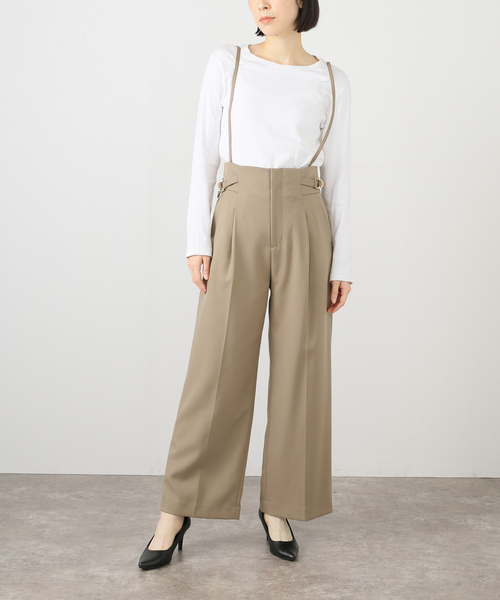 Spick & Span（スピックアンドスパン）の「ミドルハイサスペンダー付きパンツ（その他パンツ・レディース・ベージュ/ブラック・36/38）」の22枚目の写真