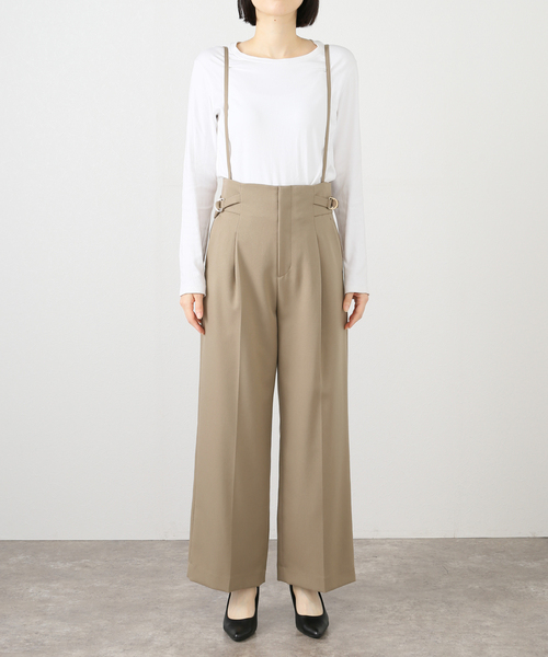 Spick & Span（スピックアンドスパン）の「ミドルハイサスペンダー付きパンツ（その他パンツ・レディース・ベージュ/ブラック・36/38）」の4枚目の写真