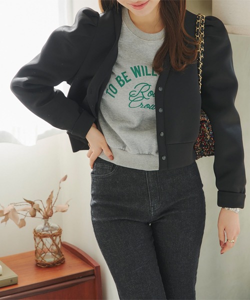 KOBE LETTUCE（コウベレタス）の「ダンボールパワーショルダーカーディガン（カーディガン/ボレロ・レディース・杢グレー/ブラック/ベージュ/ネイビー・M）」の5枚目の写真