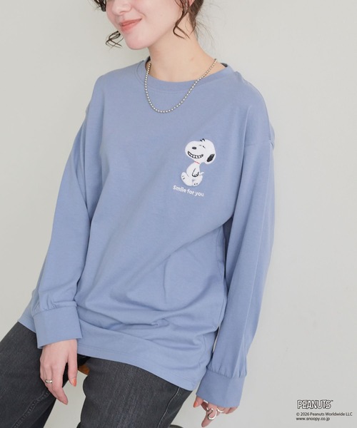 PEANUTS(ピーナッツ)の「【PEANUTS/ピーナッツ】スヌーピー/SNOOPY サガラ刺繍ロンT(Tシャツ/カットソー・レディース・杢グレー/ブラック/ブルーグレー/グリーン/ブルー/グレー/イエロー/アイボリー・M/L/LL/3L)」の7枚目の写真