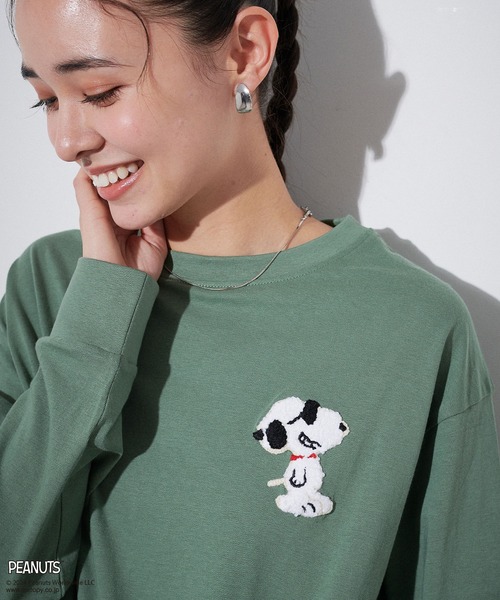 セール】【PEANUTS/ピーナッツ】スヌーピー/SNOOPY サガラ刺繍ロンT（T