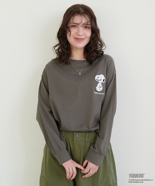 PEANUTS(ピーナッツ)の「【PEANUTS/ピーナッツ】スヌーピー/SNOOPY サガラ刺繍ロンT(Tシャツ/カットソー・レディース・杢グレー/ブラック/ブルーグレー/グリーン/ブルー/グレー/イエロー/アイボリー・M/L/LL/3L)」の13枚目の写真
