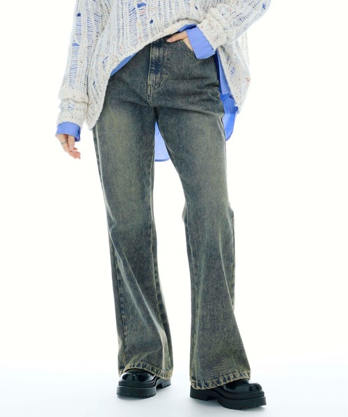 3.3 Field Trip (3.3フィールドトリップ)の「3.3 Field Trip/フレアデニムパンツ(デニムパンツ・レディース・ブルー/ブラック・MEDIUM/SMALL)」の1枚目の写真