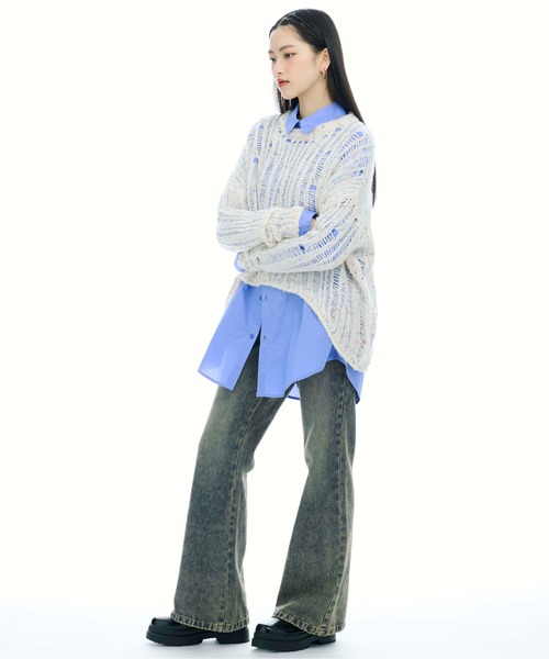 3.3 Field Trip (3.3フィールドトリップ)の「3.3 Field Trip/フレアデニムパンツ(デニムパンツ・レディース・ブルー/ブラック・MEDIUM/SMALL)」の3枚目の写真