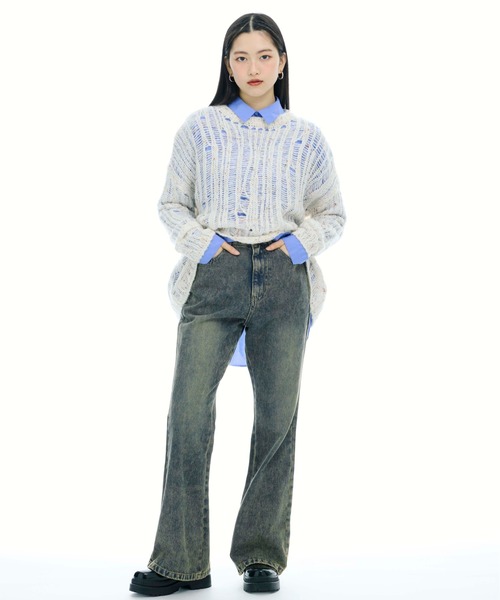 3.3 Field Trip (3.3フィールドトリップ)の「3.3 Field Trip/フレアデニムパンツ(デニムパンツ・レディース・ブルー/ブラック・MEDIUM/SMALL)」の5枚目の写真