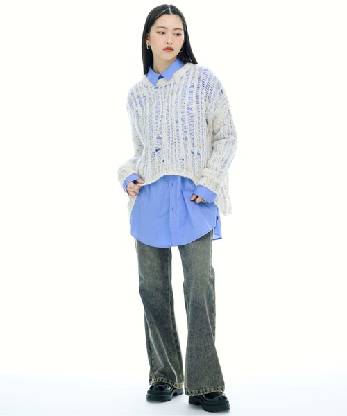 3.3 Field Trip (3.3フィールドトリップ)の「3.3 Field Trip/フレアデニムパンツ(デニムパンツ・レディース・ブルー/ブラック・MEDIUM/SMALL)」の4枚目の写真