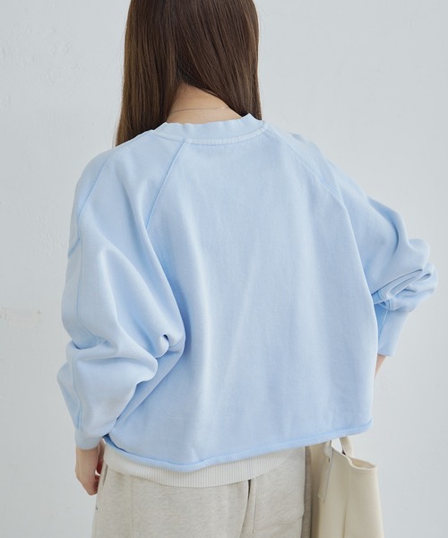 PUAL CE CIN（ピュアルセシン）の「シンプル裏毛スウェットショートプルオーバー（スウェット・レディース・グレー/オフホワイト/サックスブルー/イエロー/オートミール/サーモンピンク・FREE）」の22枚目の写真