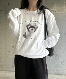 【軽量】子犬プリントスウェット トレーナー