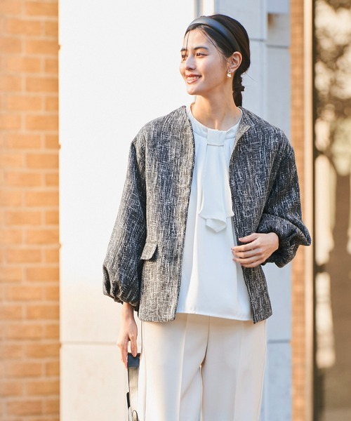 coca（coca）（コカ）の「2点セット ツイードジャケットセットアップ（スーツセット・レディース・ブラック/グレー・M/S/L）」の14枚目の写真