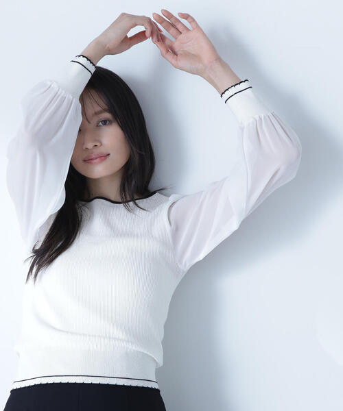 ◇バイカラーシェルタックリブニット（ニット/セーター）｜NATURAL BEAUTY BASIC（ナチュラルビューティーベーシック）