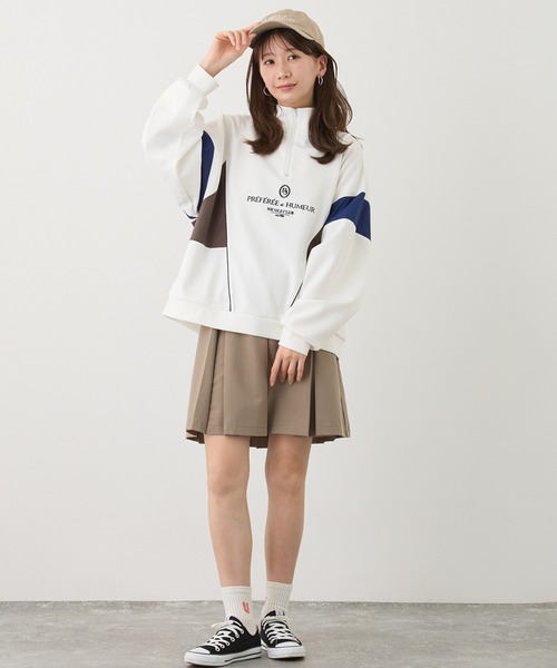 NICOLE CLUB(ニコル クラブ)の「スタンドドッキングハーフジップ(スウェット・レディース・オフホワイト/チャコール/ブルー・FREE)」の14枚目の写真