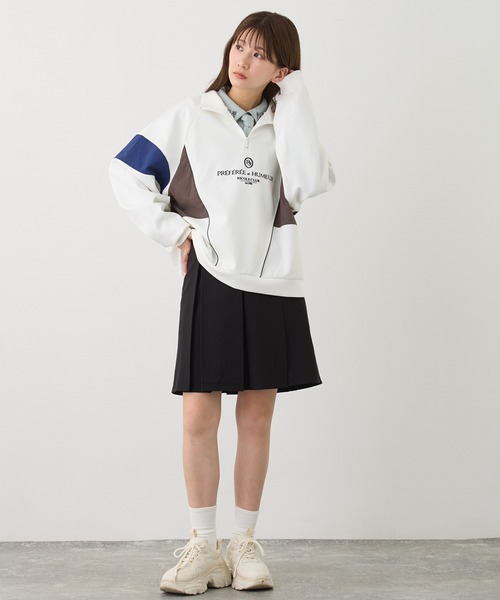 NICOLE CLUB(ニコル クラブ)の「スタンドドッキングハーフジップ(スウェット・レディース・オフホワイト/チャコール/ブルー・FREE)」の21枚目の写真