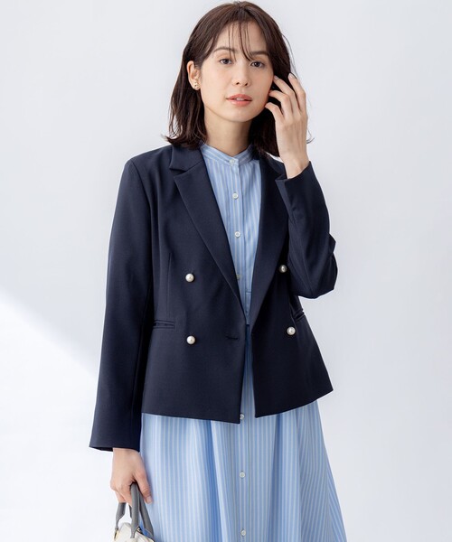 組曲(クミキョク)の「オシャクロス ジャケット(テーラードジャケット・レディース・ベージュ系/ネイビー系/アイボリー系・S2)」の10枚目の写真