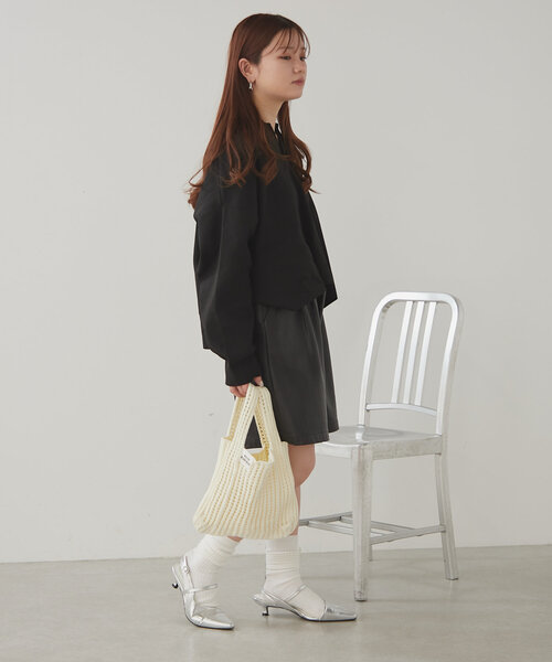 Actually（アクチュアリー）の「透かし編みミニニットバッグ（ハンドバッグ・レディース・グリーン系その他2/アイボリー/ブラック/ブルー・0）」の13枚目の写真