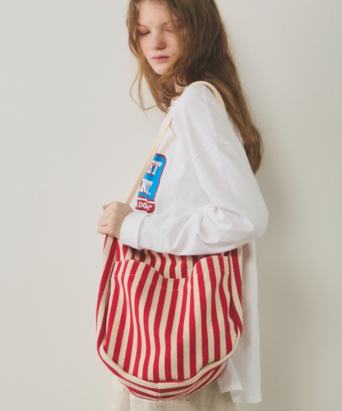 Unitage（ユニテージ）の「ストライプトートBAG（トートバッグ・レディース・レッド/イエロー/その他・FREE）」の4枚目の写真