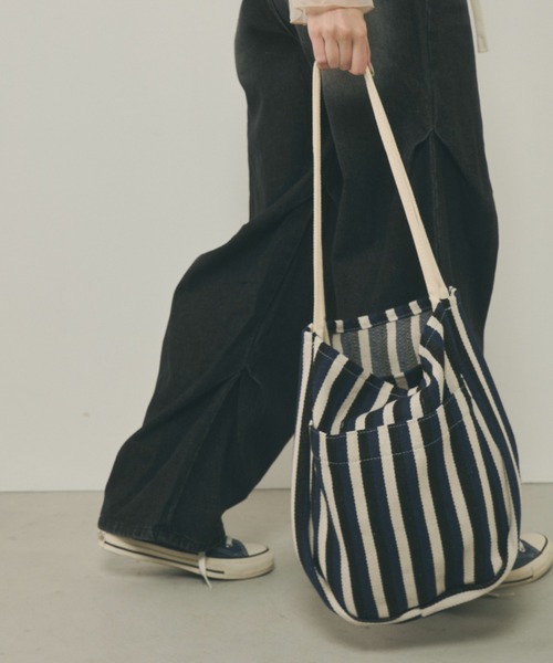 Unitage（ユニテージ）の「ストライプトートBAG（トートバッグ・レディース・レッド/イエロー/その他・FREE）」の7枚目の写真