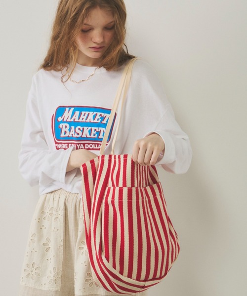 Unitage（ユニテージ）の「ストライプトートBAG（トートバッグ・レディース・レッド/イエロー/その他・FREE）」の16枚目の写真