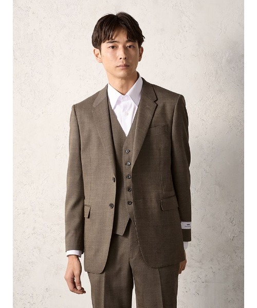 Perfect Suit FActory(パーフェクトスーツファクトリー)の「【EDWINコラボ】デニムライクウールセットアップジャケット ブラウン/カーキ/ブルー(スーツジャケット・メンズ・カーキ/ブルー/ブラウン・3L/LL/S/M/L)」の2枚目の写真