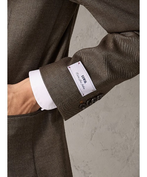 Perfect Suit FActory(パーフェクトスーツファクトリー)の「【EDWINコラボ】デニムライクウールセットアップジャケット ブラウン/カーキ/ブルー(スーツジャケット・メンズ・カーキ/ブルー/ブラウン・3L/LL/S/M/L)」の16枚目の写真
