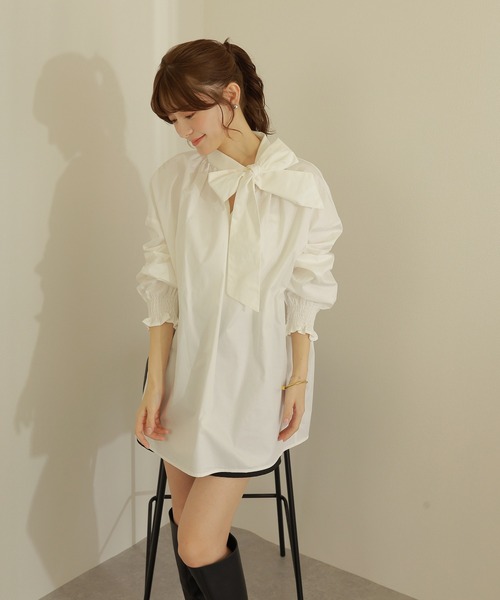 owtie gather blouse /ボウタイ ギャザー オーバーサイズ