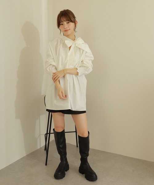 owtie gather blouse /ボウタイ ギャザー オーバーサイズ