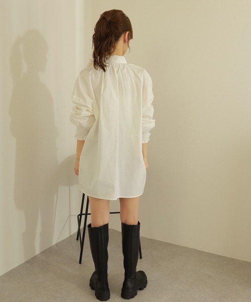 LAULEN（ローレン）の「owtie gather blouse /ボウタイ ギャザー オーバーサイズ ブラウス（シャツ/ブラウス・レディース・ブルー/ブラック/ホワイト・FREE）」の9枚目の写真
