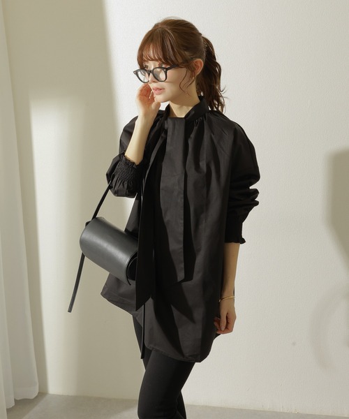 owtie gather blouse /ボウタイ ギャザー オーバーサイズ