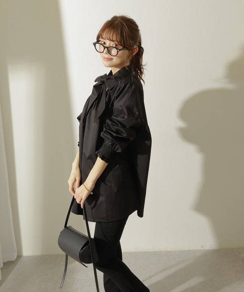 LAULEN（ローレン）の「owtie gather blouse /ボウタイ ギャザー オーバーサイズ ブラウス（シャツ/ブラウス・レディース・ブルー/ブラック/ホワイト・FREE）」の13枚目の写真