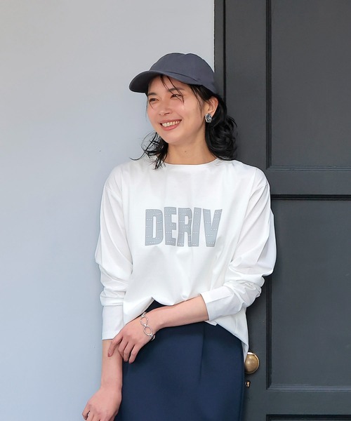 Jines(ジネス)の「DERIVロゴロンT(Tシャツ/カットソー・レディース・ホワイト/チャコールグレー/ブラウン・38)」の2枚目の写真