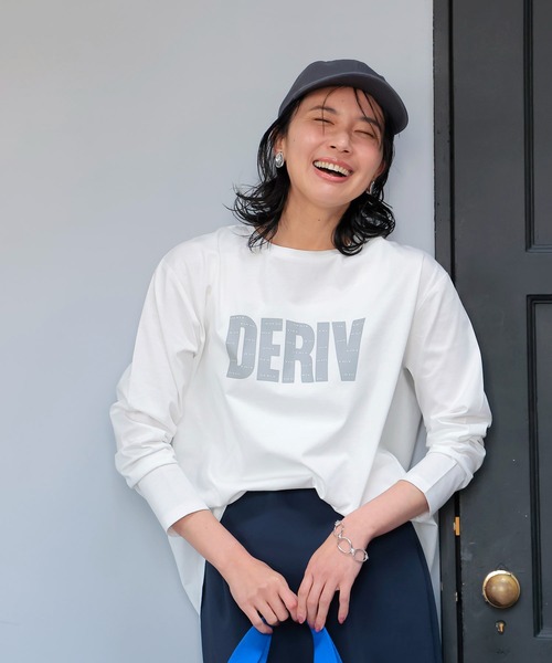 Jines(ジネス)の「DERIVロゴロンT(Tシャツ/カットソー・レディース・ホワイト/チャコールグレー/ブラウン・38)」の7枚目の写真