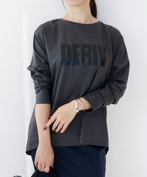 Jines(ジネス)の「DERIVロゴロンT(Tシャツ/カットソー・レディース・ホワイト/チャコールグレー/ブラウン・38)」の13枚目の写真
