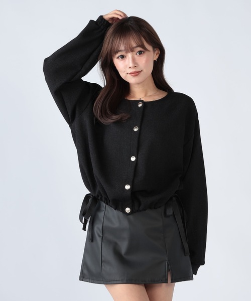 CECIL McBEE（セシルマクビー）の「前後２WAYツイードトップス（Tシャツ/カットソー・レディース・グレー/アイボリー/ブラック・MEDIUM/LARGE）」の3枚目の写真