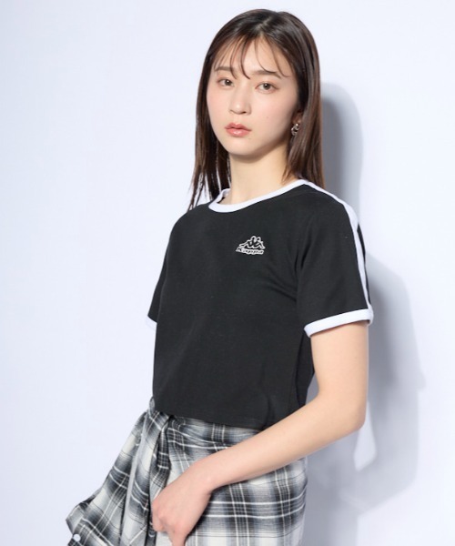 Kappa(カッパ)の「ワンポイント 半袖リンガーTシャツ(Tシャツ/カットソー・レディース・ホワイト/ブルー/ブラック・SMALL/MEDIUM/LARGE)」の2枚目の写真
